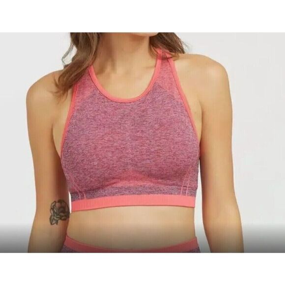 Spanx 50284R Women's Sz Large Spacedye Coral Punch Seamless Sculpt Sports Bra - Picture 1 of 7